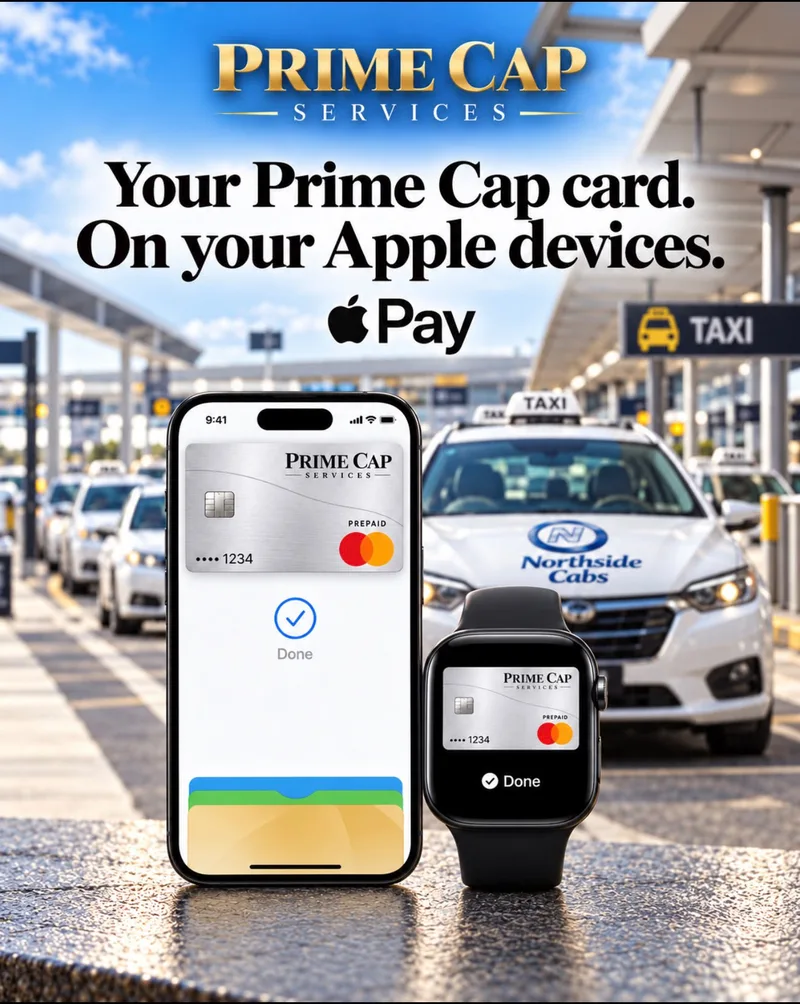 Prime Cap card shown in Apple Pay on an iPhone and Apple Watch